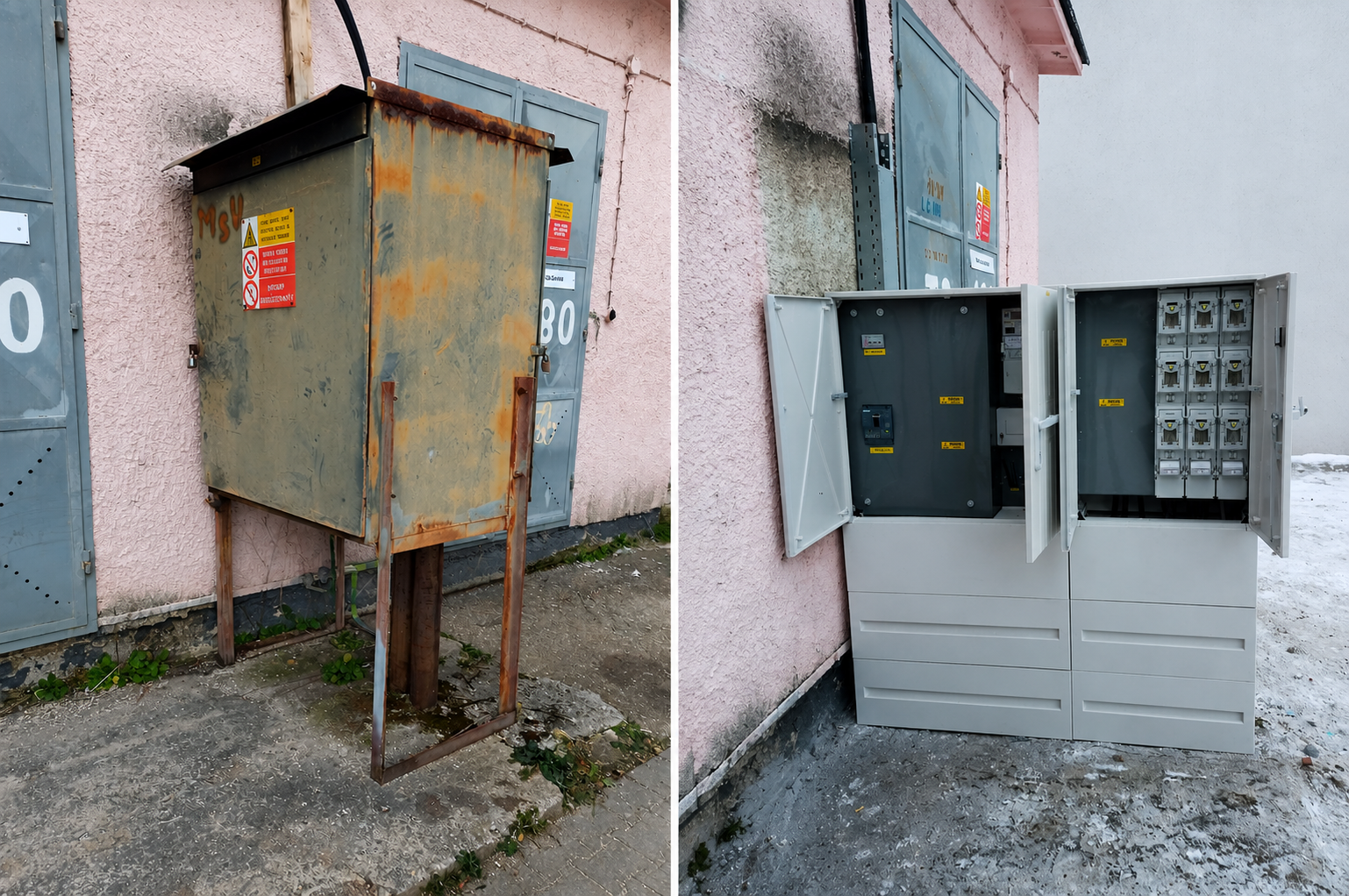 Rekonštrukcia rozvádzača mestského úradu v Rajci – pôvodný a nový stav