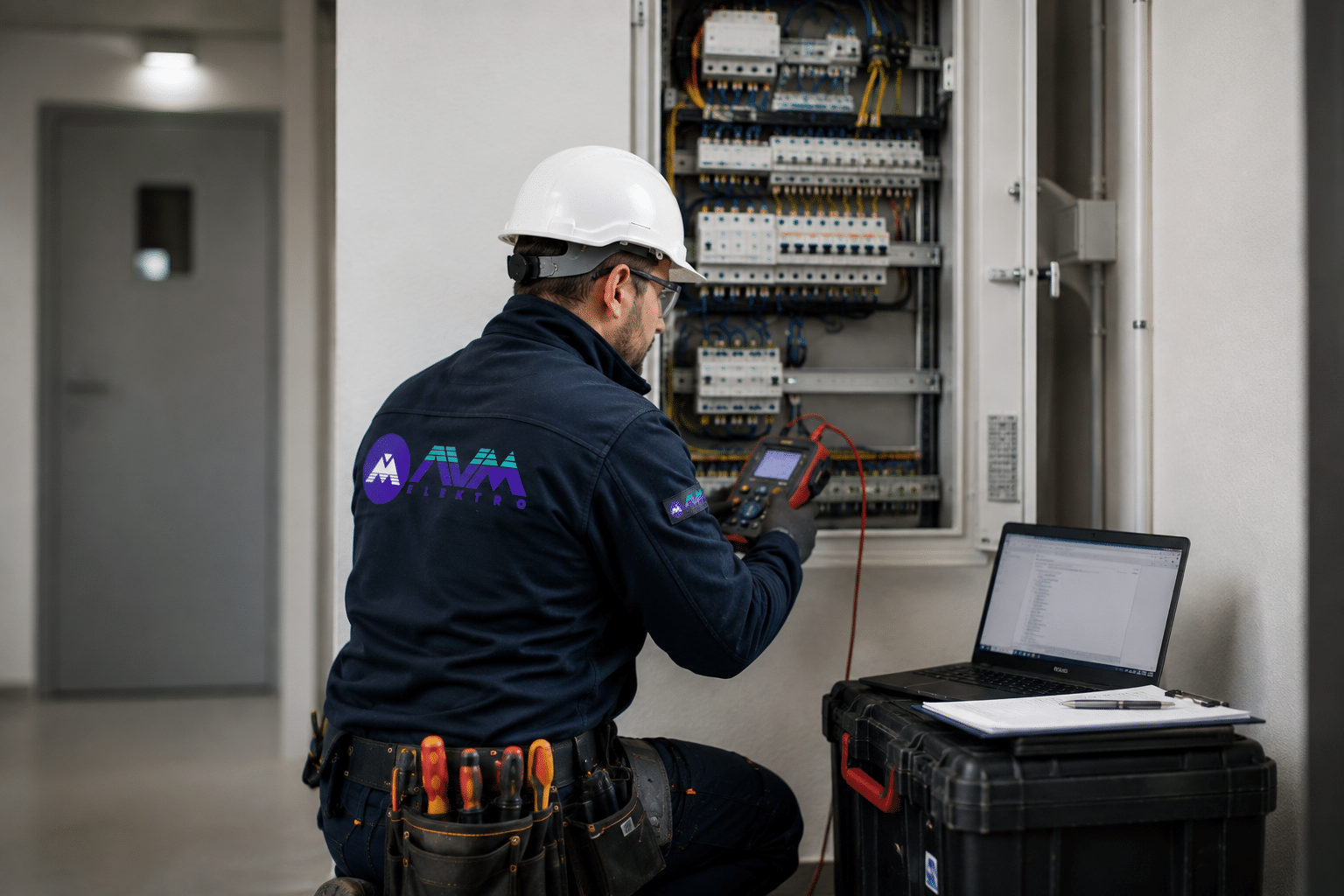 Revízny technik pri revízií elektroinštalácie v Žiline